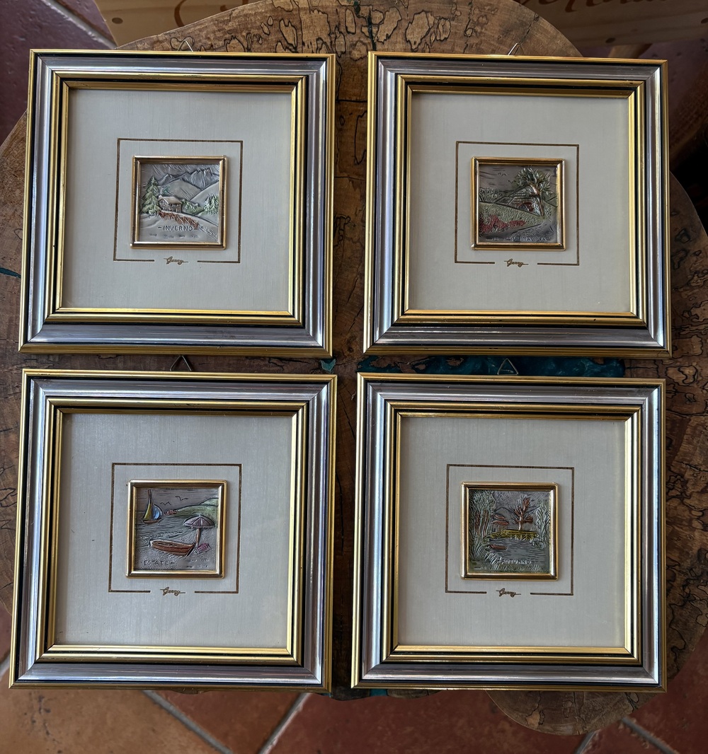 Wood Gold And Silve Frame,.925Silver Relief Picture Collection AG3 Made In Italy